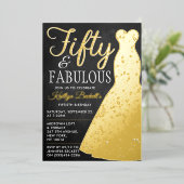 Elegant stijlvol dress | Vijftig jaar en feestdag Folie Uitnodiging (Staand Voorkant)