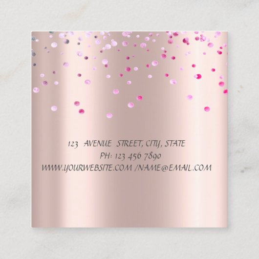Elegant stijlvol, eenvoudig, Confetti Roos Gold Vierkante Visitekaartje (Achterkant)