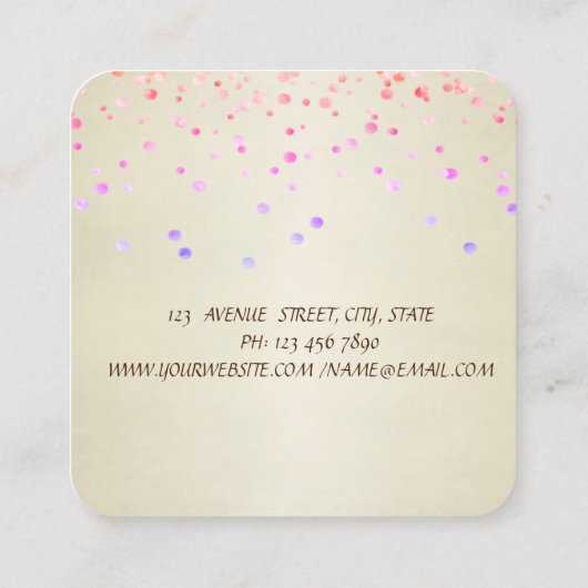 Elegant stijlvol, eenvoudig, Confetti Vierkante Visitekaartje (Achterkant)