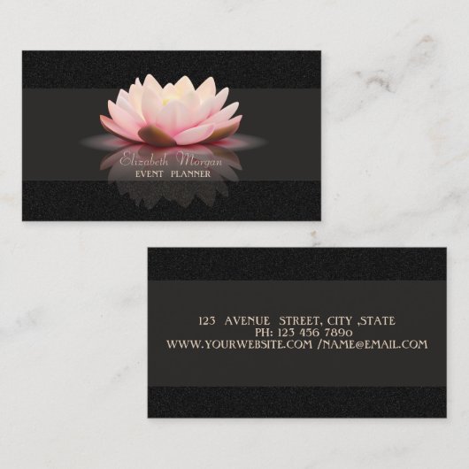 Elegant stijlvol, eenvoudig, zwart Lotus Visitekaartje (Voorkant / Achterkant)