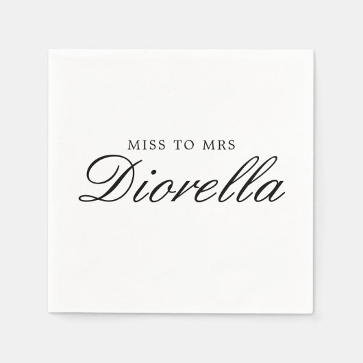 Elegant Stijlvol Eenvoudig Zwart Script Vrijgezell Servet (Voorkant)