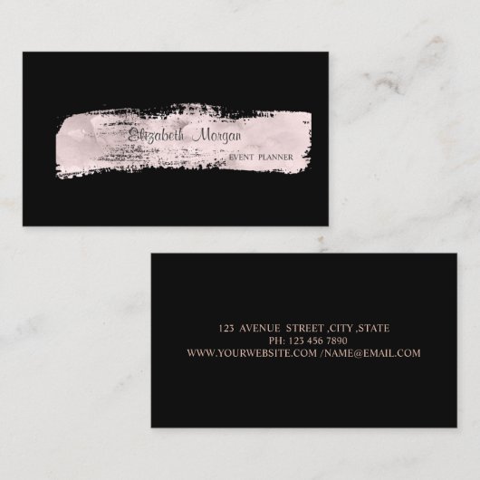 Elegant stijlvol, eenvoudig, zwart, verflijn visitekaartje (Voorkant / Achterkant)