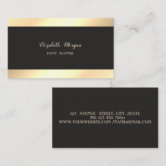 Elegant stijlvol, eenvoudig, zwart visitekaartje (Voorkant / Achterkant)