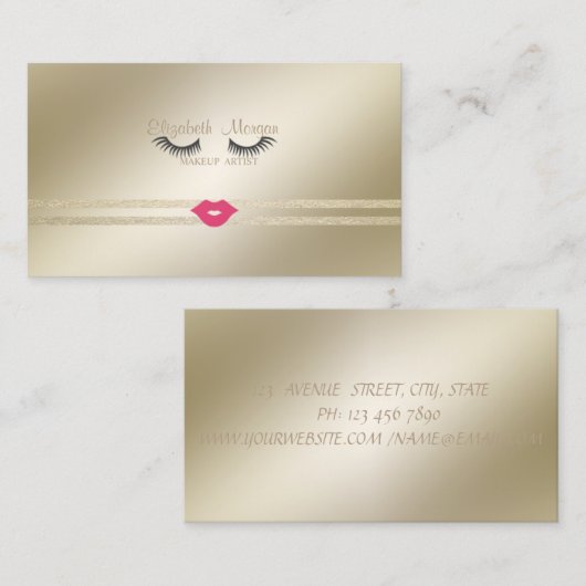 Elegant stijlvol, elastisch gestreept, as, lips visitekaartje (Voorkant / Achterkant)