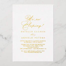 Elegant stijlvol Elopement Reception Gold Folie Uitnodiging