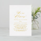 Elegant stijlvol Elopement Reception Gold Folie Uitnodiging (Staand Voorkant)