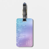 Elegant, stijlvol en paars glitter druppelaar bagagelabel (Achterkant verticaal)