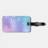 Elegant, stijlvol en paars glitter druppelaar bagagelabel (Achterkant horizontaal)