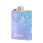 Elegant, stijlvol en paars glitter druppelaar heupfles (Links)