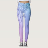 Elegant, stijlvol en paars glitter druppelaar leggings (Voorkant)