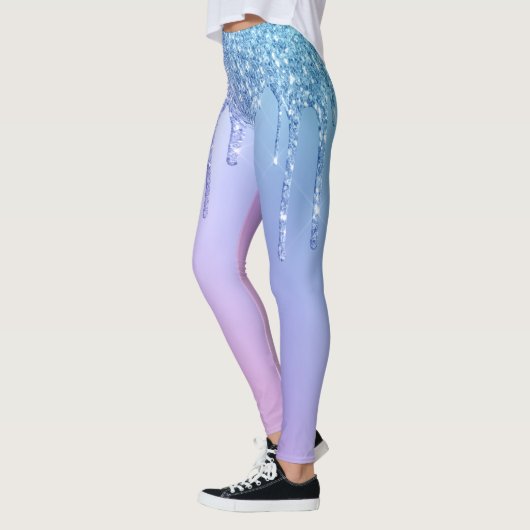 Elegant, stijlvol en paars glitter druppelaar leggings (Links)