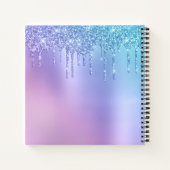 Elegant, stijlvol en paars glitter druppelaar notitieboek (Achterkant)