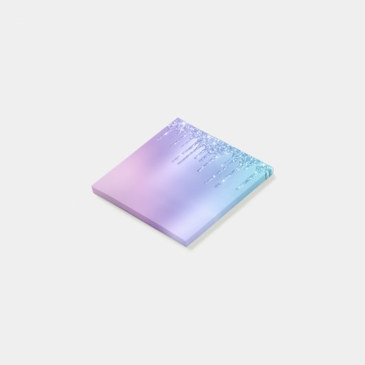 Elegant, stijlvol en paars glitter druppelaar post-it® notes (Schuin)