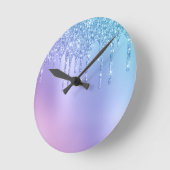 Elegant, stijlvol en paars glitter druppelaar ronde klok (Hoek)