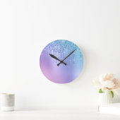 Elegant, stijlvol en paars glitter druppelaar ronde klok (Huis)