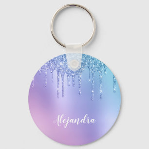 Elegant, stijlvol en paars glitter druppelaar sleutelhanger