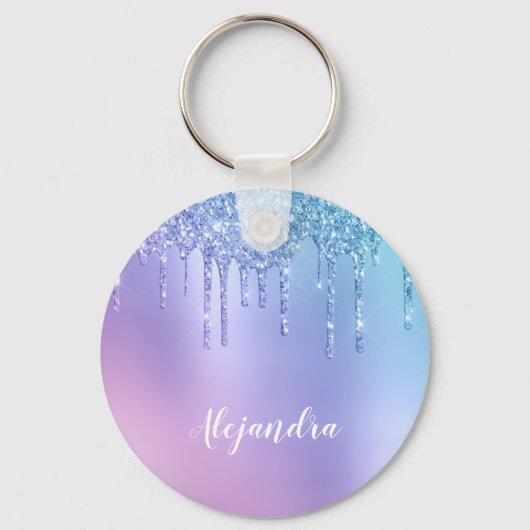 Elegant, stijlvol en paars glitter druppelaar sleutelhanger (Voorkant)