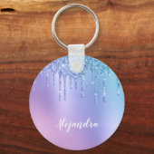 Elegant, stijlvol en paars glitter druppelaar sleutelhanger (Voorkant)