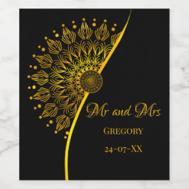 Elegant stijlvol etnisch mandala zwart  wijn etiket