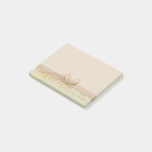 Elegant stijlvol, Faux Gold Feather-gepersonalisee Post-it® Notes (Schuin)