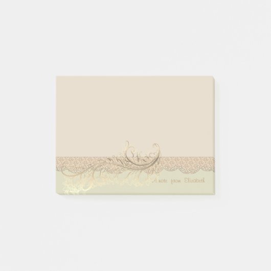 Elegant stijlvol, Faux Gold Feather-gepersonalisee Post-it® Notes (Voorkant)