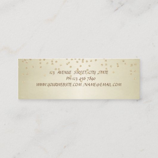 Elegant stijlvol Faux Gold Foil Confetti- Diamonds Mini Visitekaartje (Achterkant)