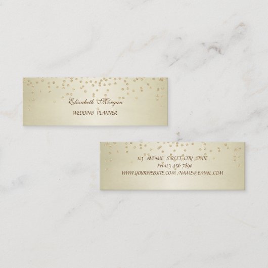 Elegant stijlvol Faux Gold Foil Confetti- Diamonds Mini Visitekaartje (Voorkant / Achterkant)