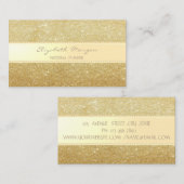 Elegant Stijlvol, Faux Gold Glitter, Stripes, Pear Visitekaartje (Voorkant / Achterkant)
