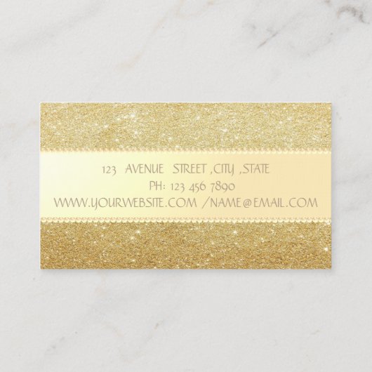 Elegant Stijlvol, Faux Gold Glitter, Stripes, Pear Visitekaartje (Achterkant)