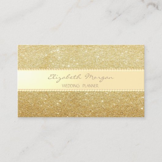 Elegant Stijlvol, Faux Gold Glitter, Stripes, Pear Visitekaartje (Voorkant)