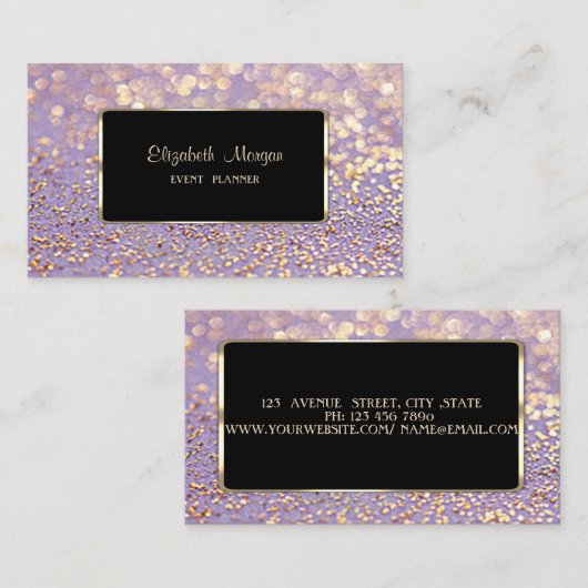 Elegant stijlvol, Faux Gold, Glittery Bokeh Visitekaartje (Voorkant / Achterkant)