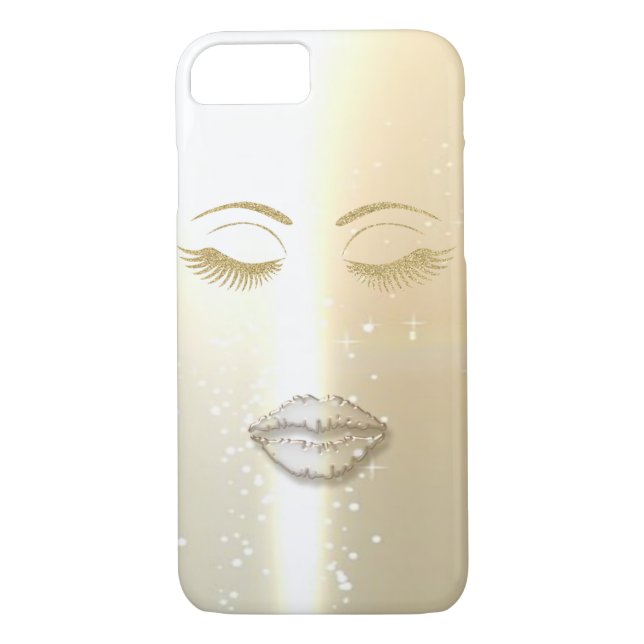 Elegant stijlvol, Faux Gold Glittery Lashes, Lips Case-Mate iPhone Hoesje (Achterkant)