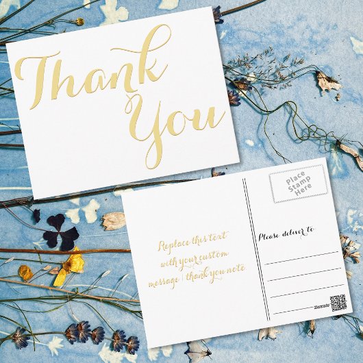 Elegant stijlvol Faux Gold Script White Hartelijk  Briefkaart