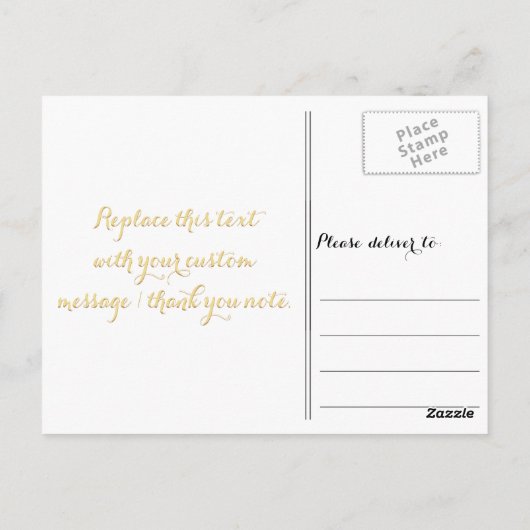 Elegant stijlvol Faux Gold Script White Hartelijk  Briefkaart (Achterkant)