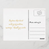 Elegant stijlvol Faux Gold Script White Hartelijk  Folie Uitnodiging Briefkaart (Achterkant)