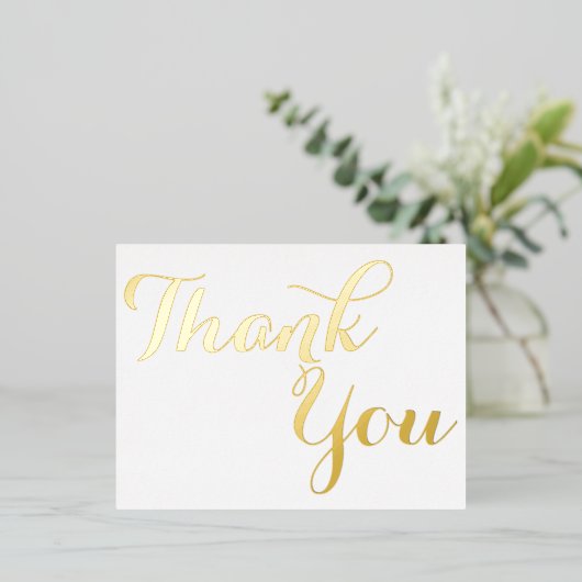 Elegant stijlvol Faux Gold Script White Hartelijk  Folie Uitnodiging Briefkaart (Staand Voorkant)