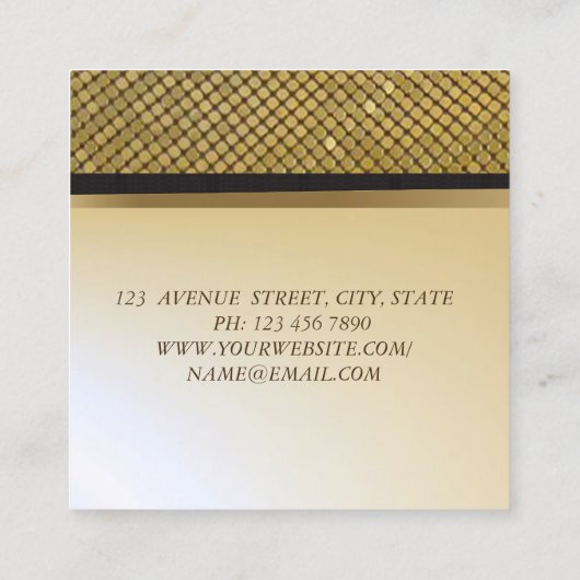 Elegant stijlvol Faux Gold, Shimmering Gold Sequin Vierkante Visitekaartje (Achterkant)