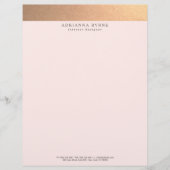 Elegant stijlvol Faux koper Gold Foil Roze Briefhoofd Sjabloon (Voorkant)