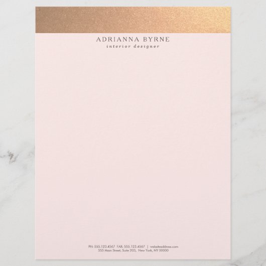 Elegant stijlvol Faux koper Gold Foil Roze Briefhoofd Sjabloon (Voorkant)