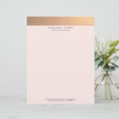 Elegant stijlvol Faux koper Gold Foil Roze Briefhoofd Sjabloon (Staand voorkant)