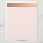 Elegant stijlvol Faux koper Gold Foil Roze Briefhoofd Sjabloon (Voorkant / Achterkant)