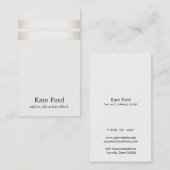 Elegant stijlvol Faux Silver Striped Off White Visitekaartje (Voorkant / Achterkant)