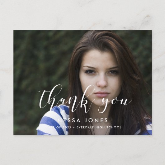 Elegant stijlvol foto-afstuderen Hartelijk dank Briefkaart (Voorkant)