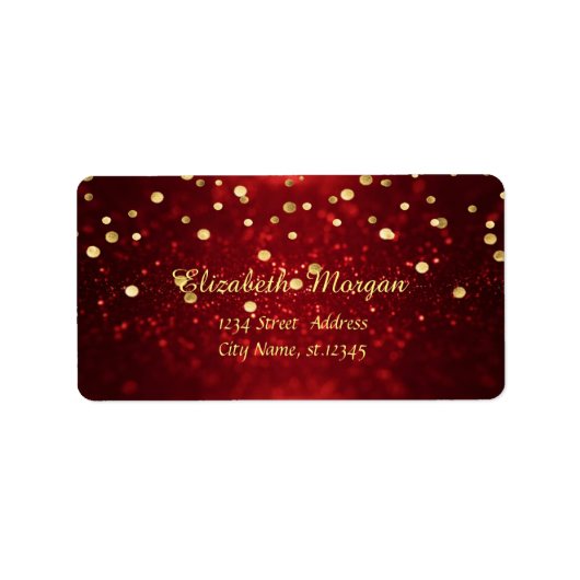 Elegant stijlvol, Fux Gold Foil Confetti, Bokeh Re Etiket (Voorkant)