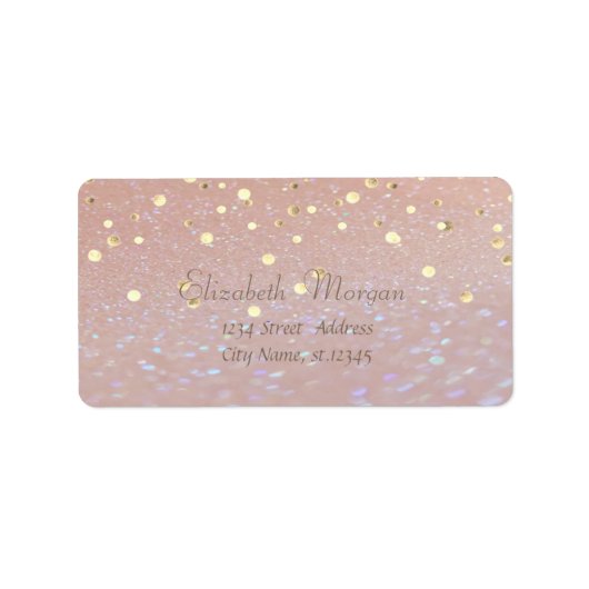 Elegant stijlvol, Fux Gold Foil Confetti Etiket (Voorkant)