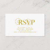 Elegant, stijlvol, geel goud script, RSVP reageren Informatiekaartje (Voorkant)