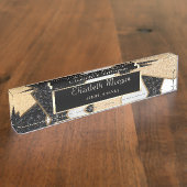 Elegant stijlvol geometrisch, marmer, Lijst Naambordje (Zijkant)