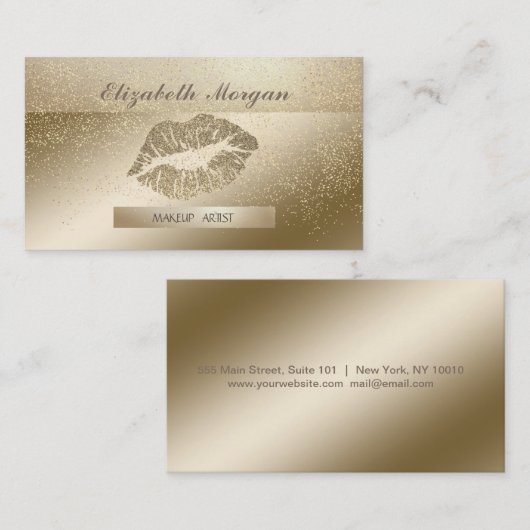 Elegant stijlvol, gestreept, glitter Lips Gold Con Visitekaartje (Voorkant / Achterkant)