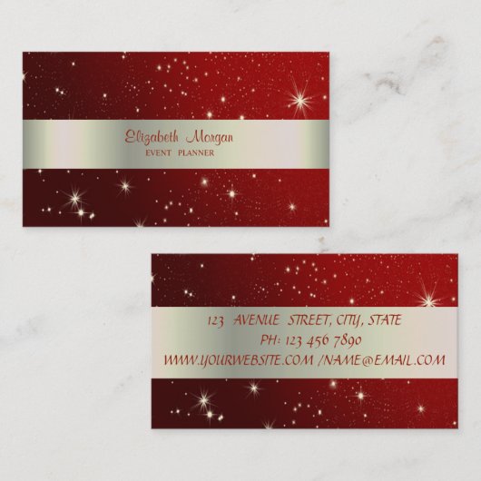 Elegant stijlvol, gestreept, rood visitekaartje (Voorkant / Achterkant)