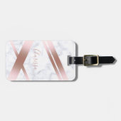 Elegant stijlvol girly roos goud wit marmer bagagelabel (Voorkant horizontaal)